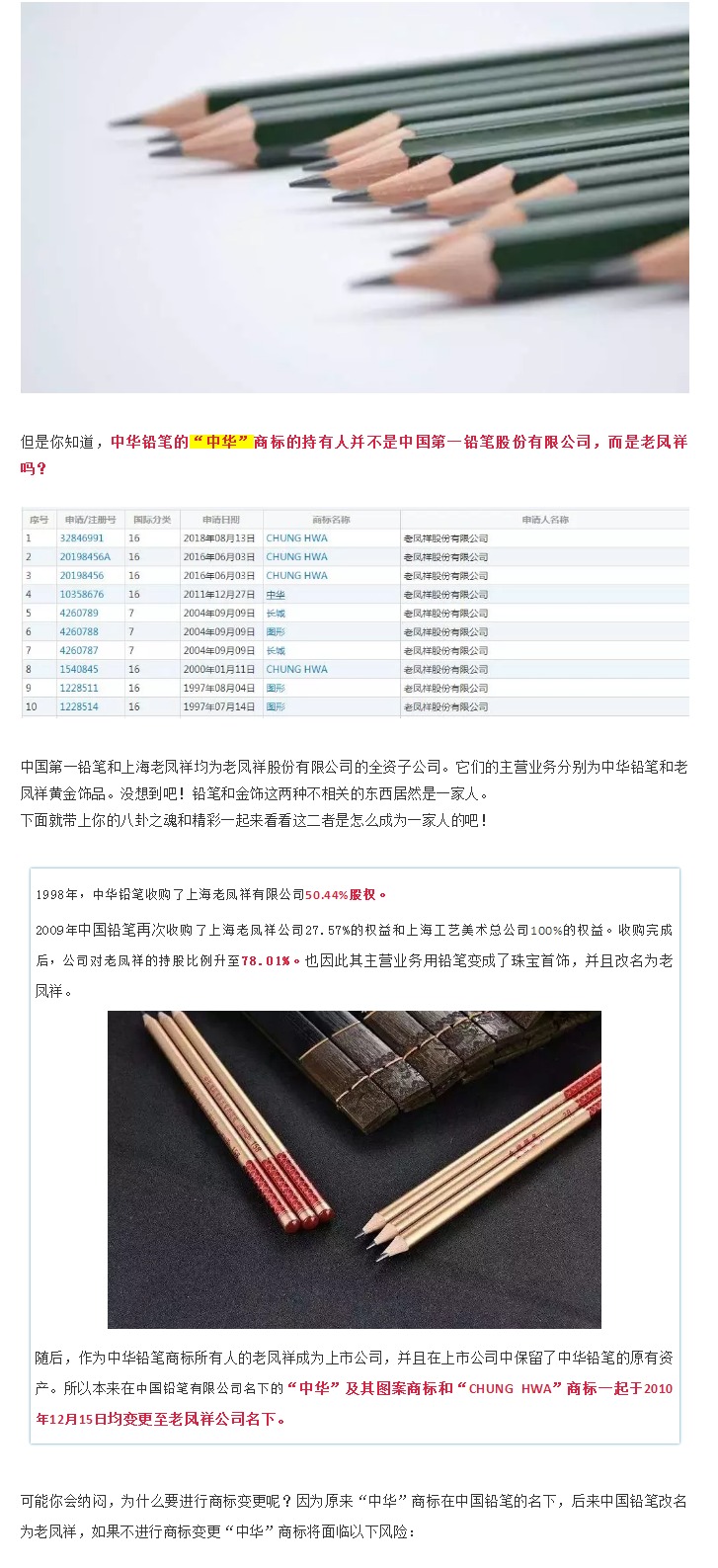 高考倒計(jì)時(shí)||你知道中華鉛筆的商標(biāo)持有人是老鳳祥嗎？