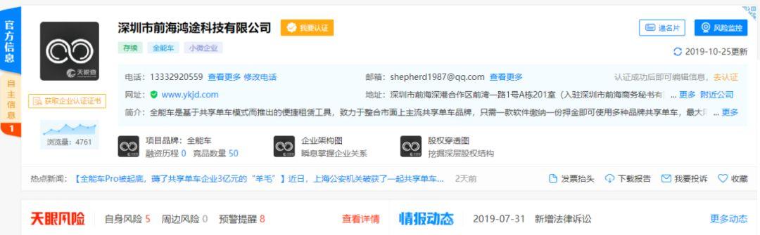 全能車App翻車背后：一份押金撬開所有單車，幕后公司坐擁27個商標