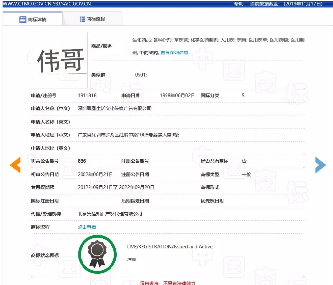 “偉哥”商標(biāo)不構(gòu)成通用名稱，注冊予以維持