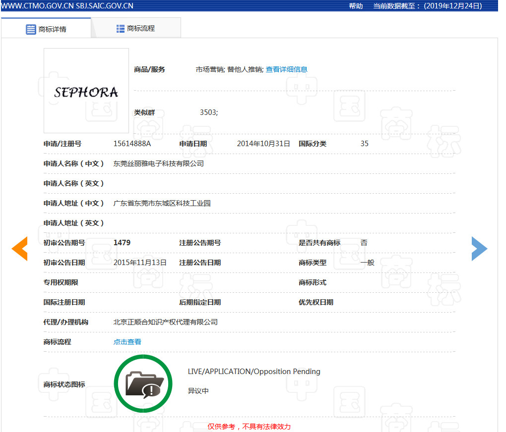美妝巨頭絲芙蘭被東莞某公司搶注商標(biāo)了？