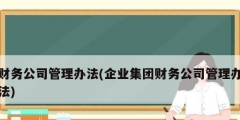 財務(wù)公司管理辦法(企業(yè)集團(tuán)財務(wù)公司管理辦法)
