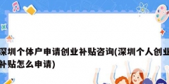 深圳個(gè)體戶(hù)申請(qǐng)創(chuàng)業(yè)補(bǔ)貼咨詢(xún)(深圳個(gè)人創(chuàng)業(yè)補(bǔ)貼怎么申請(qǐng))