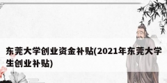 東莞大學(xué)創(chuàng)業(yè)資金補(bǔ)貼(2021年?yáng)|莞大學(xué)生創(chuàng)業(yè)補(bǔ)貼)